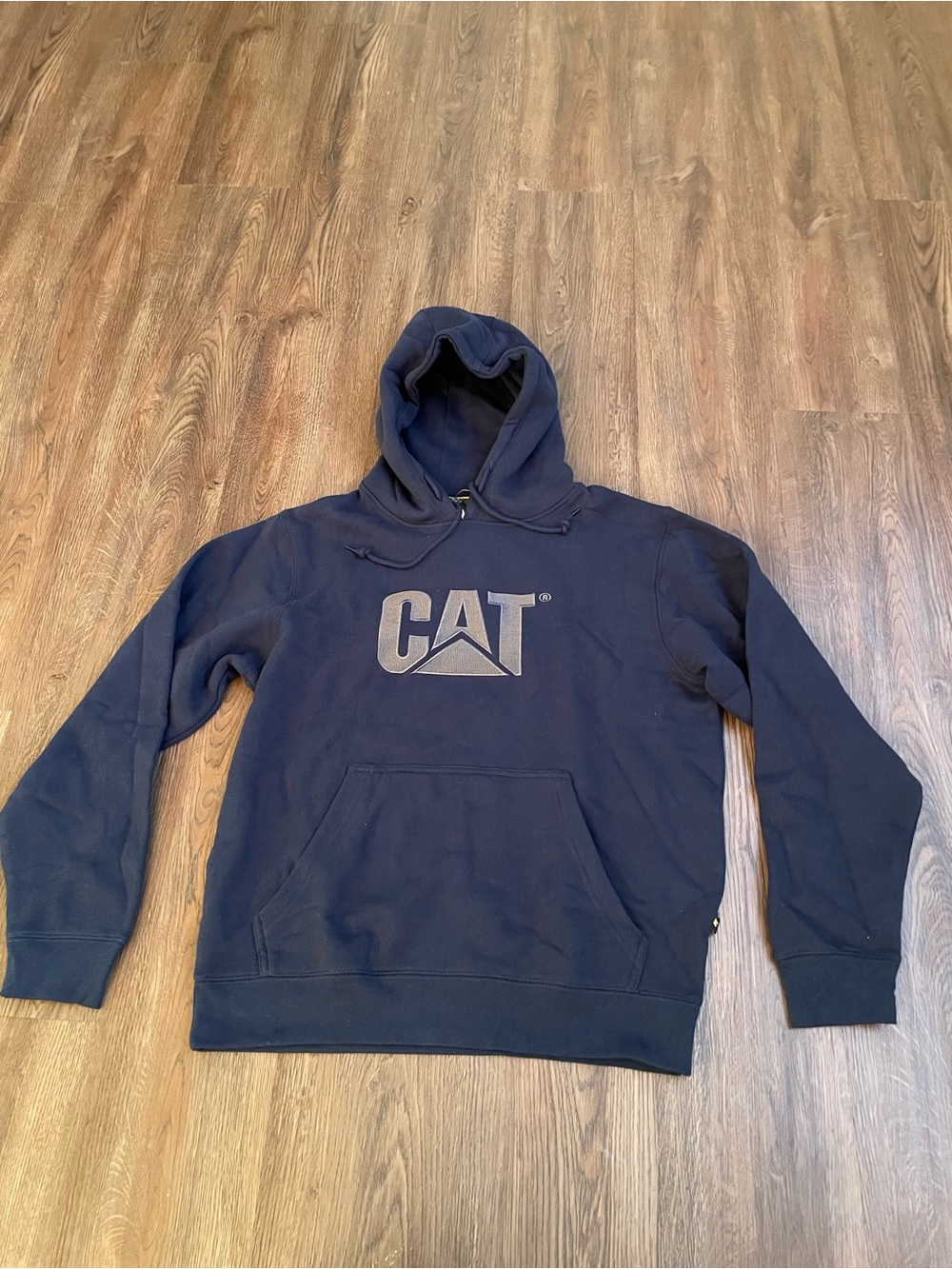 Caterpillar Navy Blue Hoodie with CAT Chest Logo Men’s Size Medium